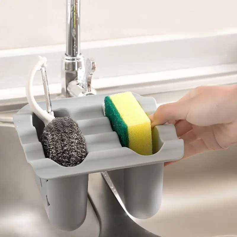 Double Sink Draining Hanging Bag Adjustable Press Faucet Shelf Sponge Double Basket Storage Kitchen Supplies