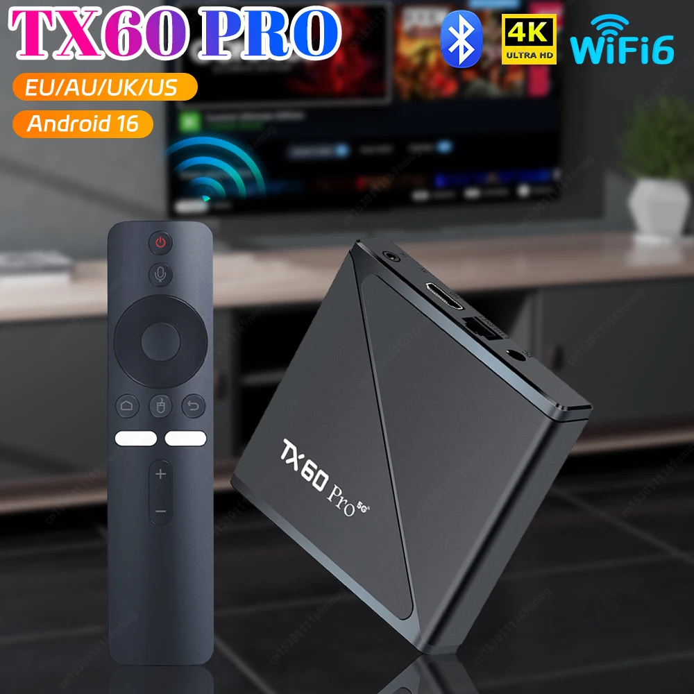

WiFi6 Smart TV Box Android 16.0 1GB 8GB Smart Home Theater TV Box 14K 2.4G/5G Set Top Box Media Player with Remote Control