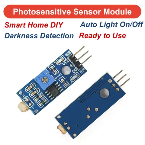 LM393 Photosensitive Sensor Module 3Pin 3.3-5V Light Detection Adjustable Sensitivity DigitalOut for Arduino DIY Smart Car ESP32
