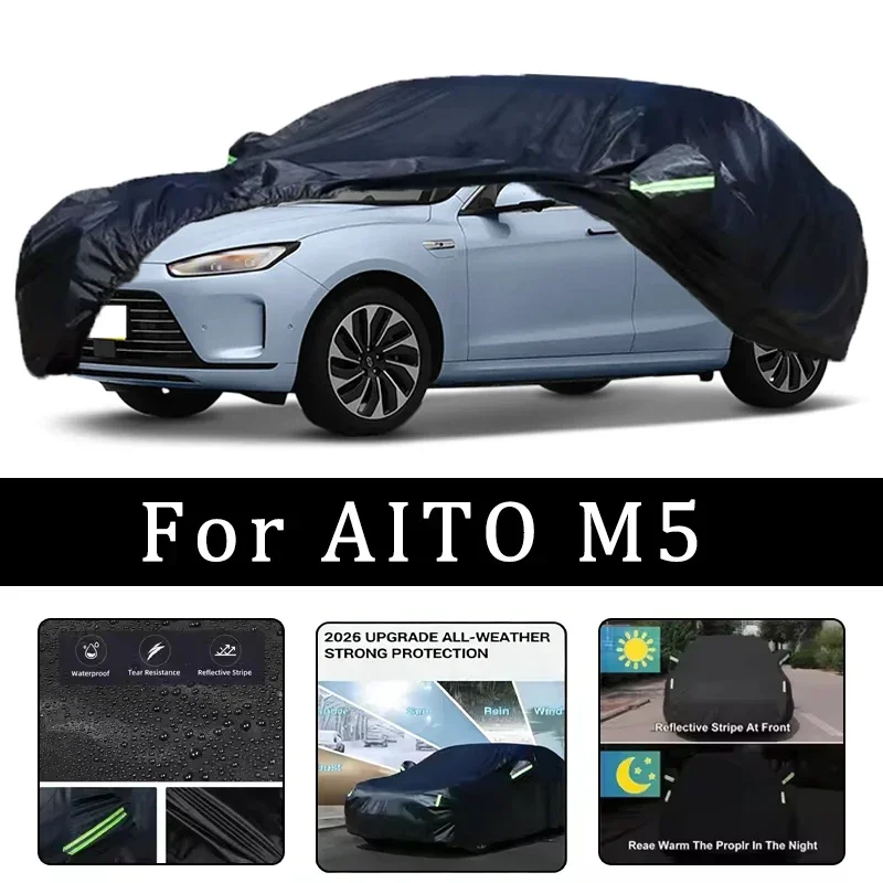

For AITO M5 Car Covers Outdoor Waterproof Dustproof Sun Rain Snow Protection Thick Oxford Cloth Full Car Accessories