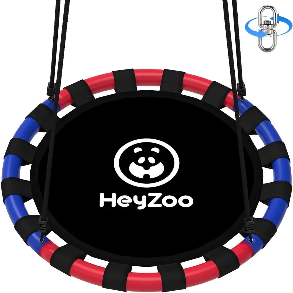 

Saucer Swing, 48 Inch Larger Swing Sets for Backyard and Outdoor Playground, 900lbs Weight Capacity, with 360 Degree Swivel, Gif