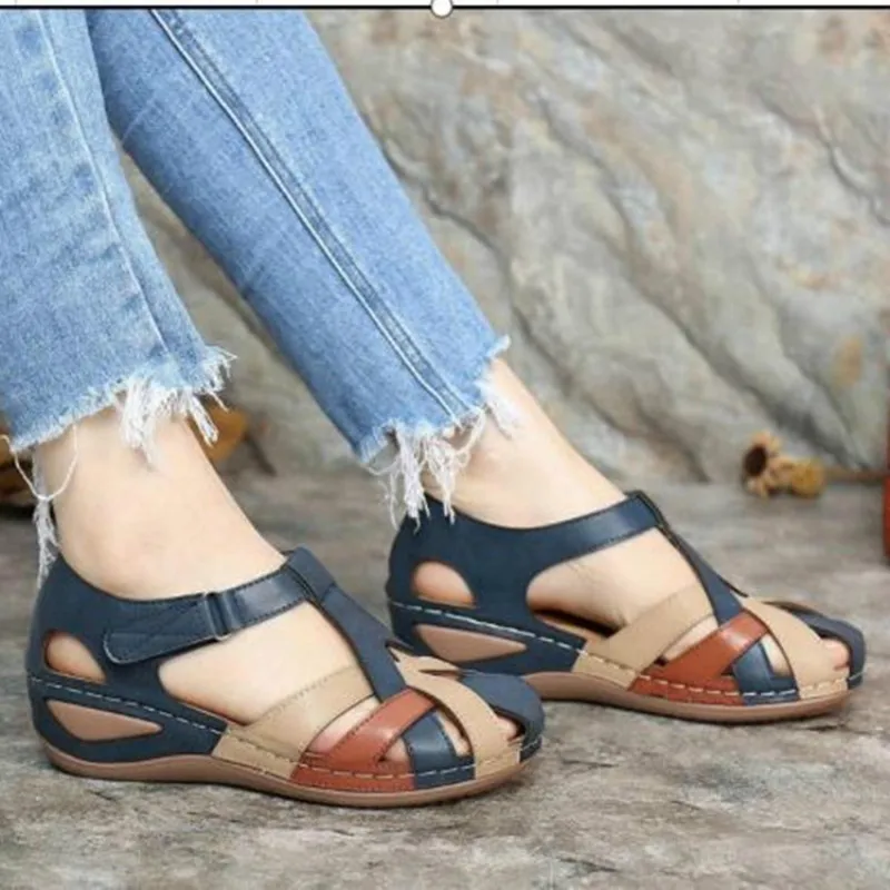 Zapatos De tacón De cuña para Mujer, Sandalias De agua a juego De colores, zapatillas De verano, 2022