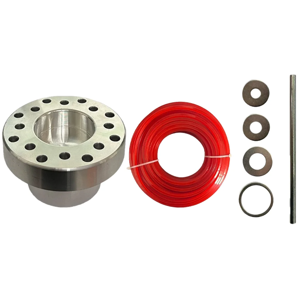 

Обрезная головка из алюминиевого сплава с красной 30-метровой квадратной веревкой для резки травы, новая обрезная головка из алюминиевого сплава с несколькими отверстиями