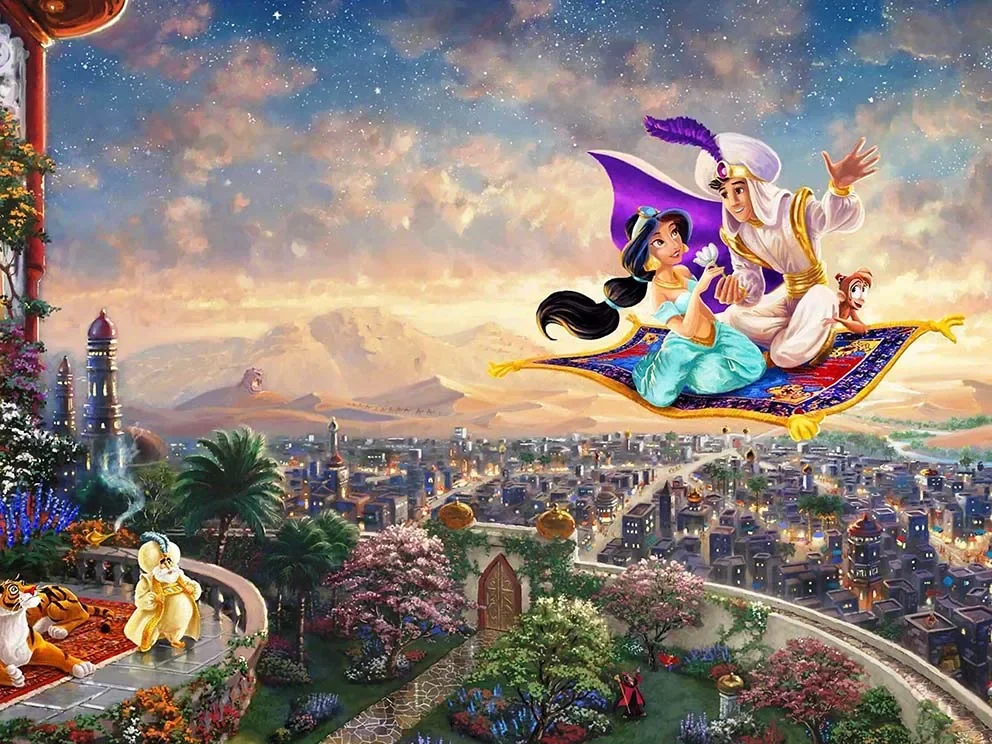 ディズニープリンセス-魔法のカーペットランプ,イスラム教徒の女の子の誕生日パーティー,写真バナー