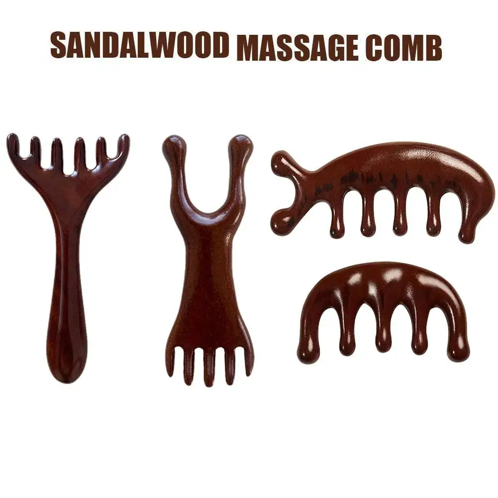 

Natural Sandalwood Deer Antler Five Paws Massage Comb Meridians Dredging Scalp Facial Massage Comb Gifts For Family And Friends