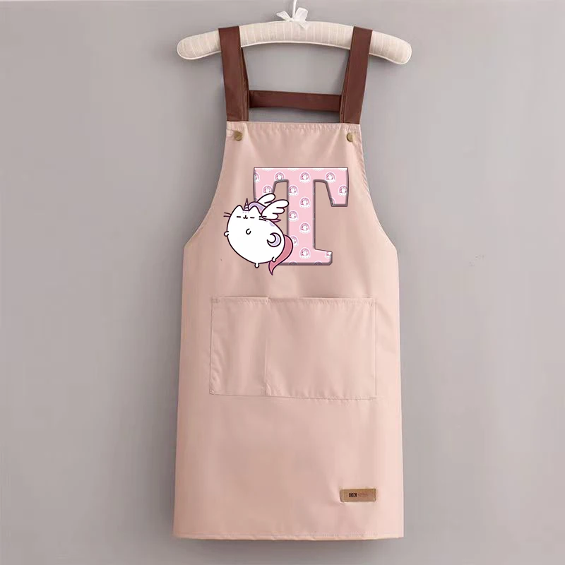 Pusheen avental de cozinha anime gatos gordos impresso carta à prova dwaterproof água senhoras homens casa aventais limpáveis cozimento churrasco restaurante aventais presente