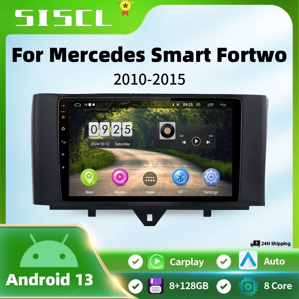 

2 Din Android 13 for Mercedes Benz Smart Fortwo W451 2011 - 2015 Car Raido Multimedia Wireless CarPlay Stereo GPS Autoradio DVD