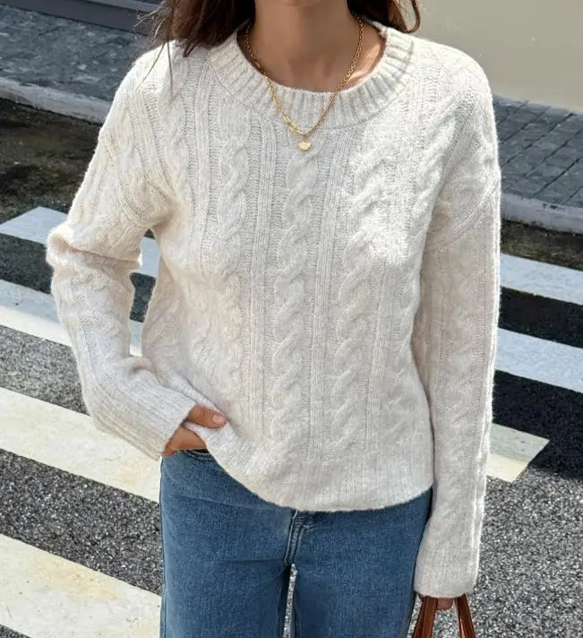 

Women's Sweater 2025 Autumn/winter Leisure Vacation Woolen Solid Color Sweater Sweater Simple Commuting Vintage Sweater