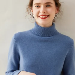 100% Cashmere Sweater 2024 Autumn and Winter New Women Sweater Soft Warm Pullover Female Thicken Turtleneck Knit Bottoming Shirt