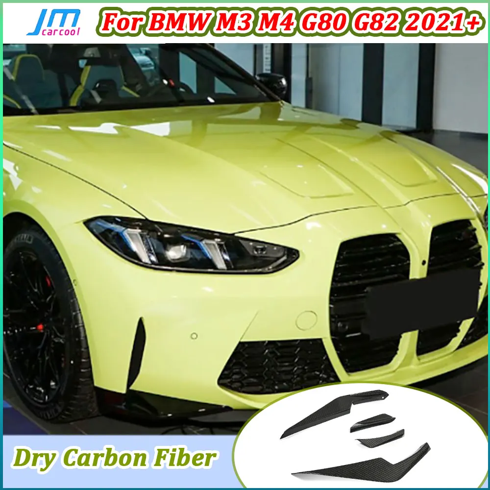 

Dry Carbon Fiber Side Fin Flaps Front Bumper Canards for BMW M3 M4 G80 G82 2021+ FRP Air Flow Vent Fender Cover Trim Accessories