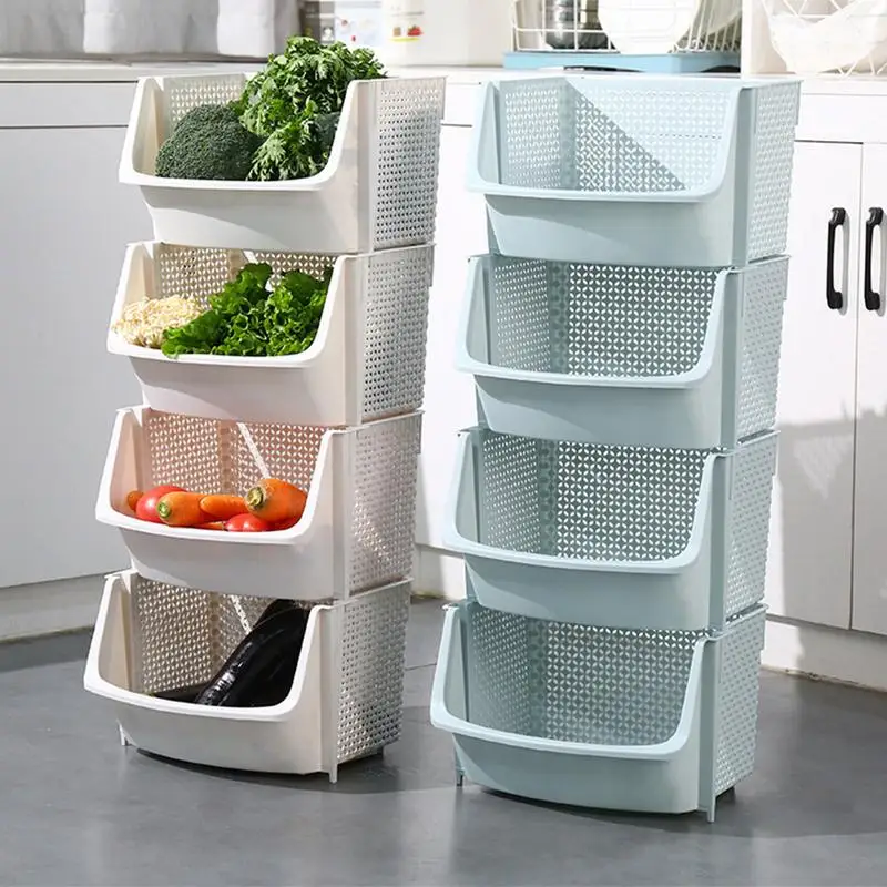 

Storage Basket Multifunctional High Capacity Space-saving Stackable Kitchen Fruit Vegetable Shelf Home Supplies