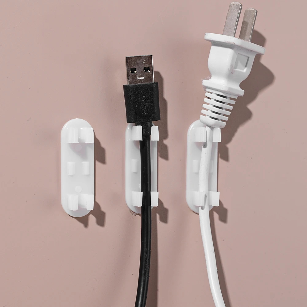 Lot De 9 Clips Magnétiques Pour Câbles - Auto-adhésif, Rotatif 360°, Blanc, Pour Bureau - 7