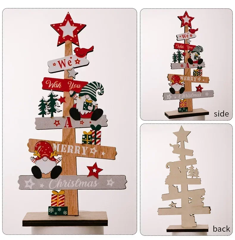2025 New Years Party Gifts Desktop Christmas Tree Santa Claus DIY Decoration Wooden Christmas Signs Plaque Home decor - Image 6