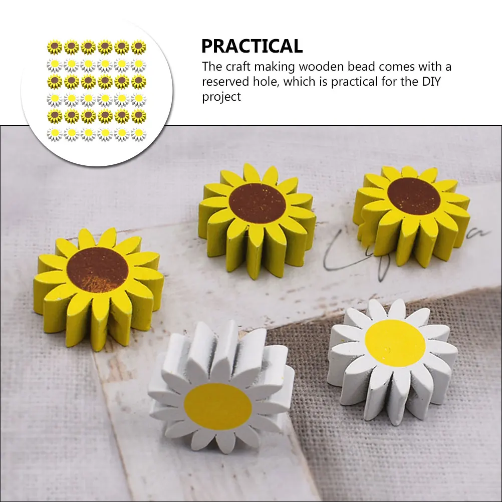 

50pcs Beads for DIY Crafts Sunflower Shaped Bright Colors Flat Charm Spacer Bead Making Jewelry Accessories