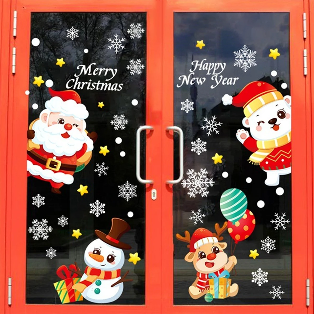 Christmas Window Stickers Merry Christmas Decorations For Home 2024 Christmas Wall Sticker Kids Wall Decals Happy New Year 2025