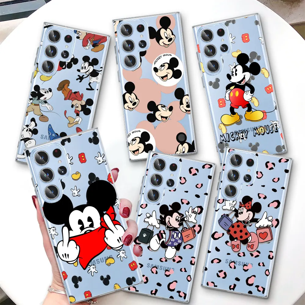 Mickey Minnie Mouse Phone Case for Samsung Galaxy S20 FE S23 S24 S10 Lite S22 S21 Ultra S10e S9 Plus S8 Transparent TPU Cover