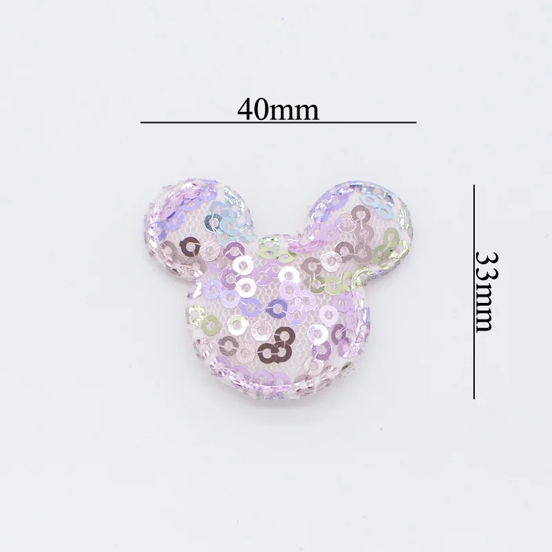 12Pcs 40*33mm Cartoon Mouse Head Bling Applique Pads for DIY Headwear Clips Accessories Clothes Patches Scrapbooking Sticker