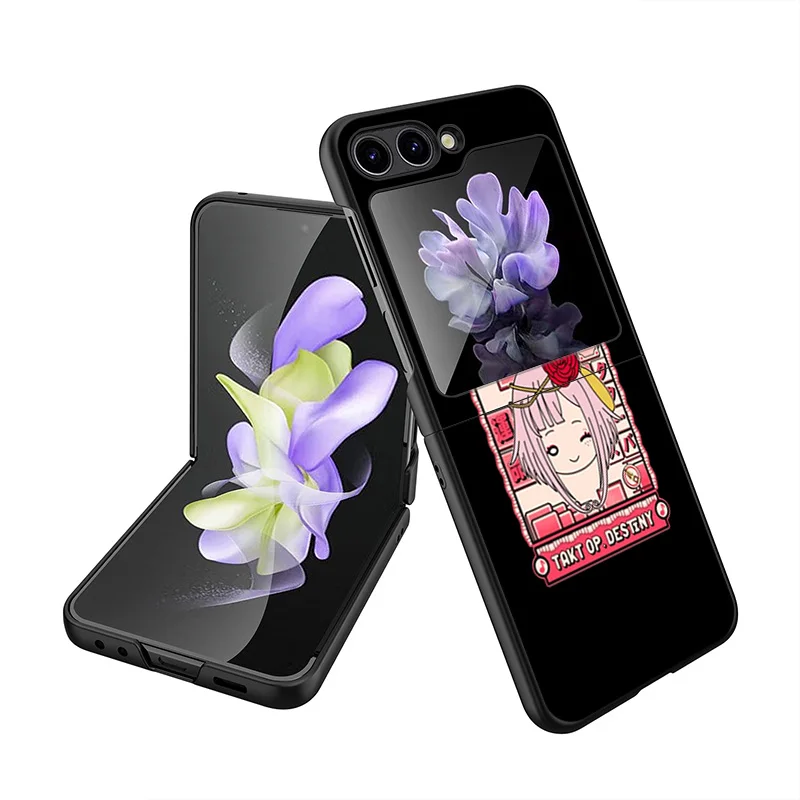 Black Matte Phone Case For Samsung Galaxy Z Flip6 Flip 6 5 4 3 Flip3 Flip4 Flip5 5G Cute Takt op. Destiny Hard Shell Cover