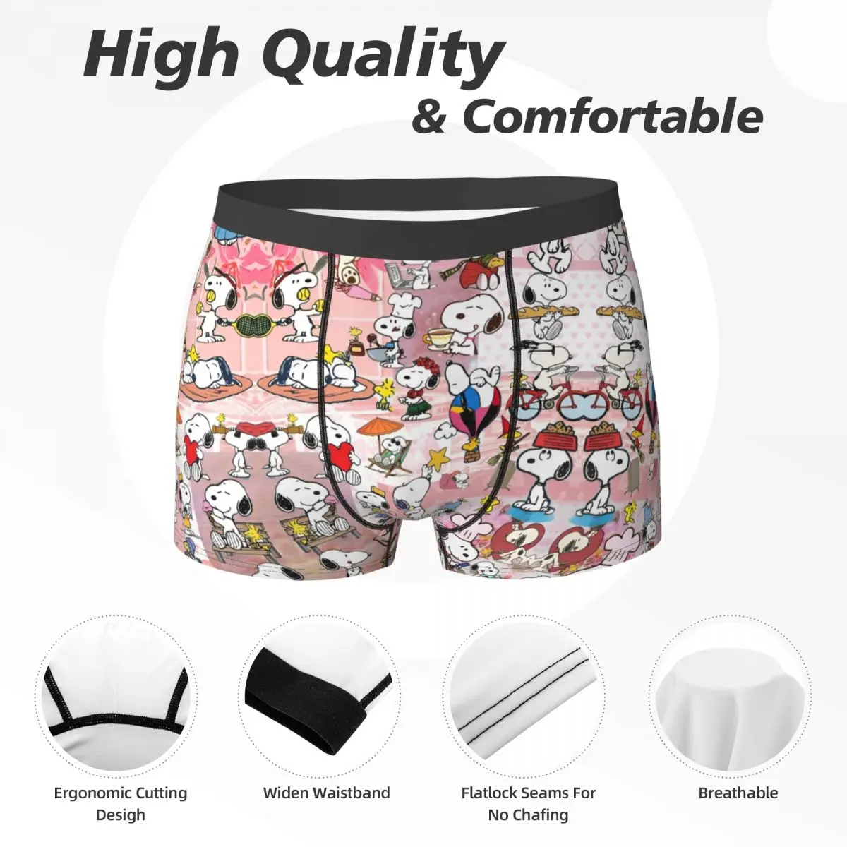 American Snoopy Dog Cute Underwear Breathable Underpants Printing Shorts Briefs For Man 3D Pouch Oversize Boxer Shorts