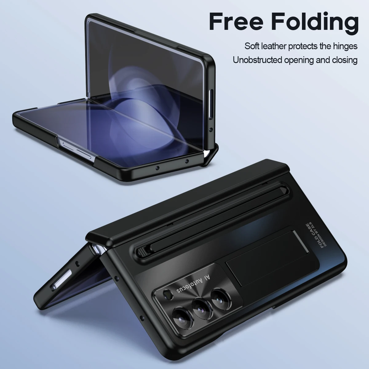 For Samsung Galaxy Z Fold 4 5 5G With Front Screen Protector Glass Hinge Micro Matte Plastic Phone Case Back Cover