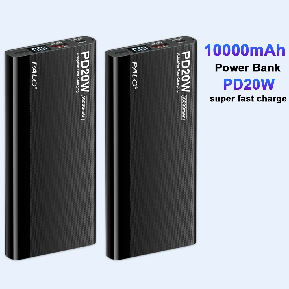 PALO 10000mAh PD20W Power Bank Portable Super Fast Charging Digital Display Power Bank For iphone Huawei Xiaomi Samsung LG VIVO