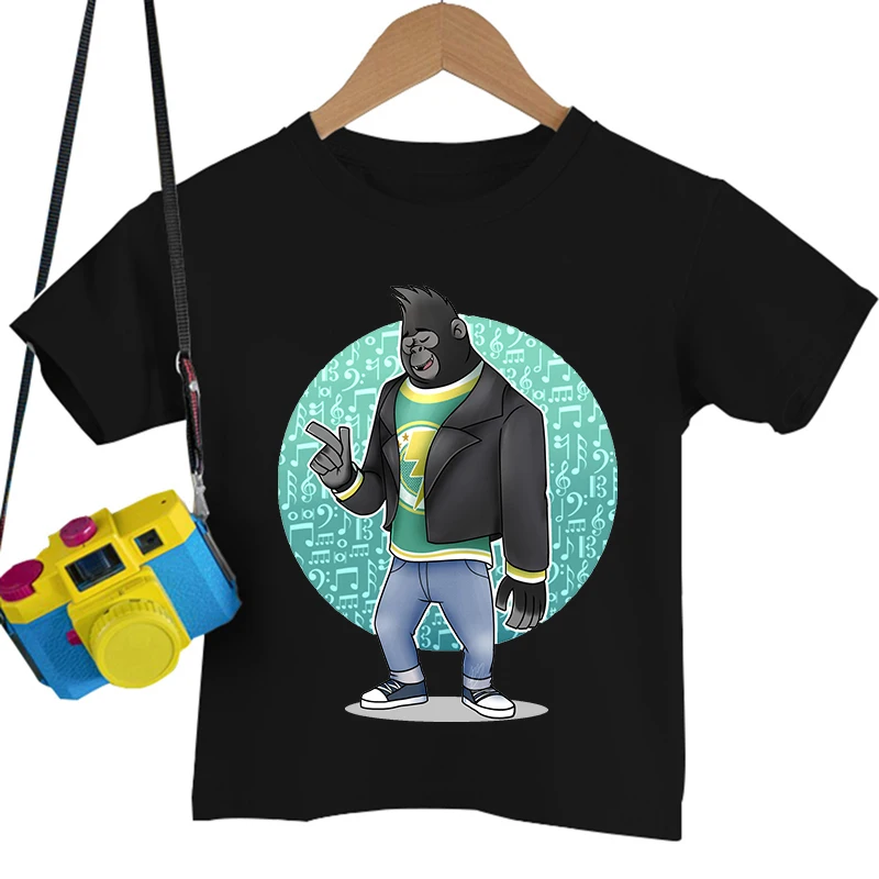 New Kids Cartoon T-Shirt Funny Johnny Gorilla Print Crew Neck Tops Tees Boys Girls Harajuku T Shirts Movies Sing Fashion Tshirt