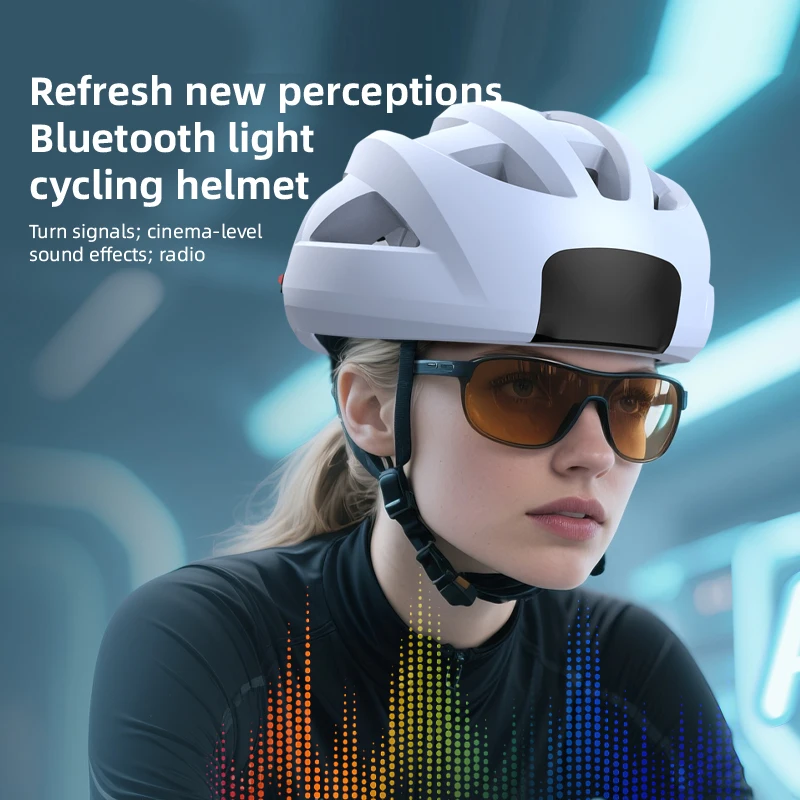 Helm Pintar Bluetooth Unisex Helm Keselamatan Bersepeda Tahan Air Bernapas dengan Musik Bluetooth dan Lampu