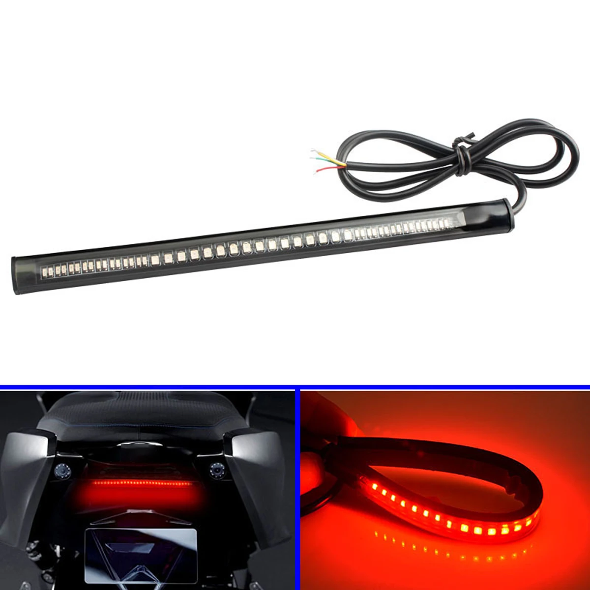 Flexible Led Strip 48Leds SMD for Motorcycle Auto Turn Signal Lamp Brake Tail Rear Lights Stop Light Dual Color Waterproof