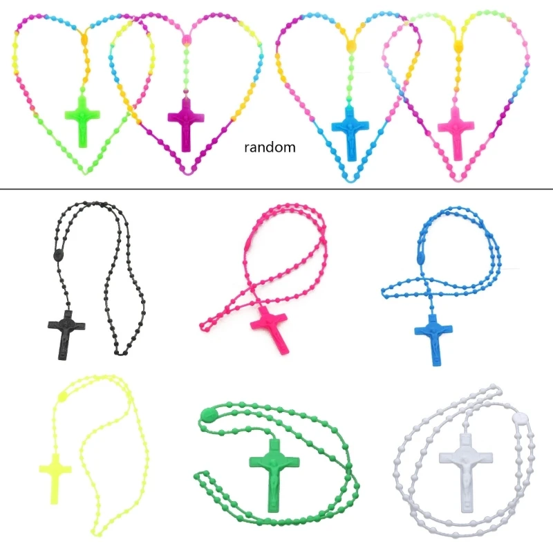 Glowing Rosary Necklaces Catholicism Religious Jewelry Party Gift for Prayer