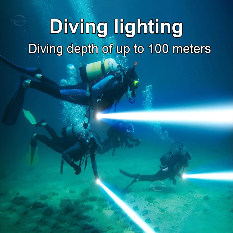 15000mAH Super Bright Diving Flashlight 3*XHP70 LED Professional Powerful Scuba Lantern  IPX8 Underwater 100M Hunting Torch