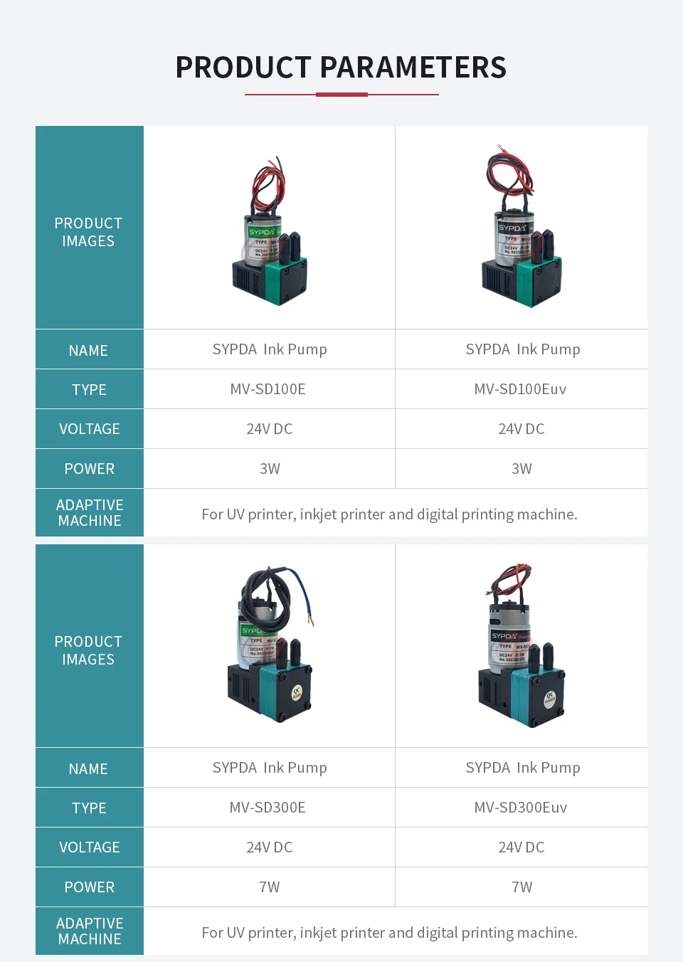 1 Stück Original SYPDA 3W 7W Tintenpumpe MV-SD100Euv MV-SD300Euv MV-SD600E MV-SD700E Mikro-Membranpumpe für Tintenstrahldrucker – Detail 3