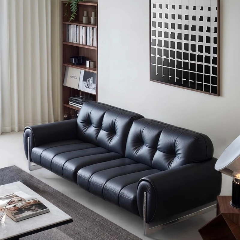 Black Armchair Sofa Fabric Leather Minimalist Straight Sofa Cushion Design Sillon Reclinable Individual House Accessories