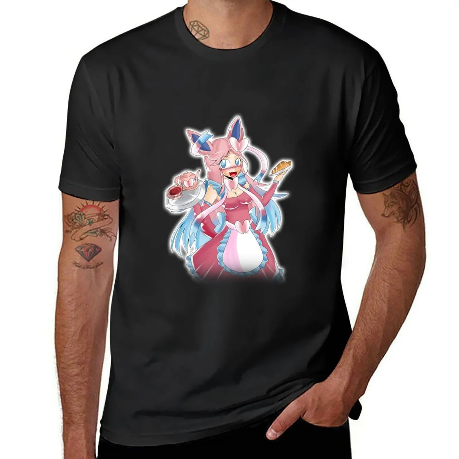 Sylveon Maid T-Shirt summer clothes animal prinfor boys black t shirts for men