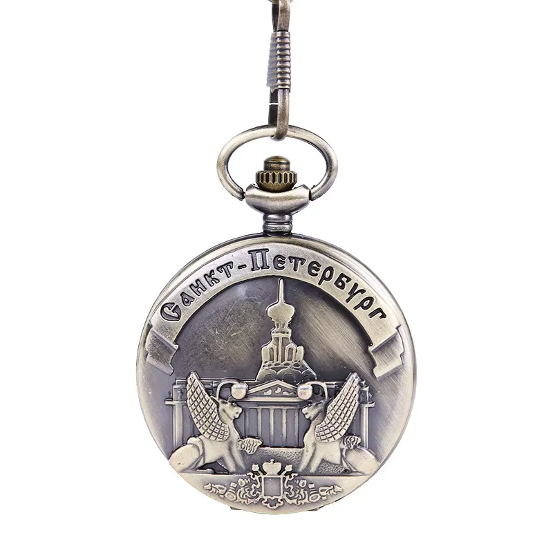 Large retro classic Roman classical castle pocket watch ancient gatekeeper pocket watch