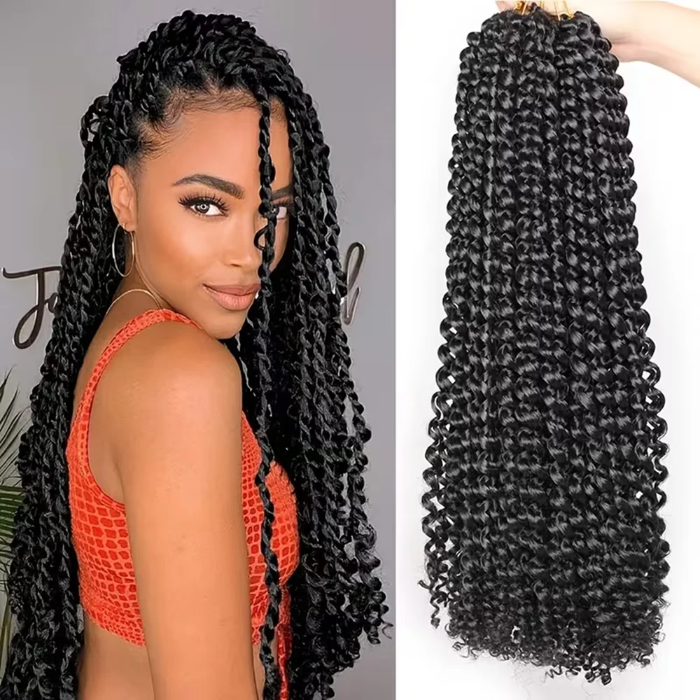 

18-дюймовые синтетические волосы для плетения Passion Twist, водная волна, богемные косы, для женщин