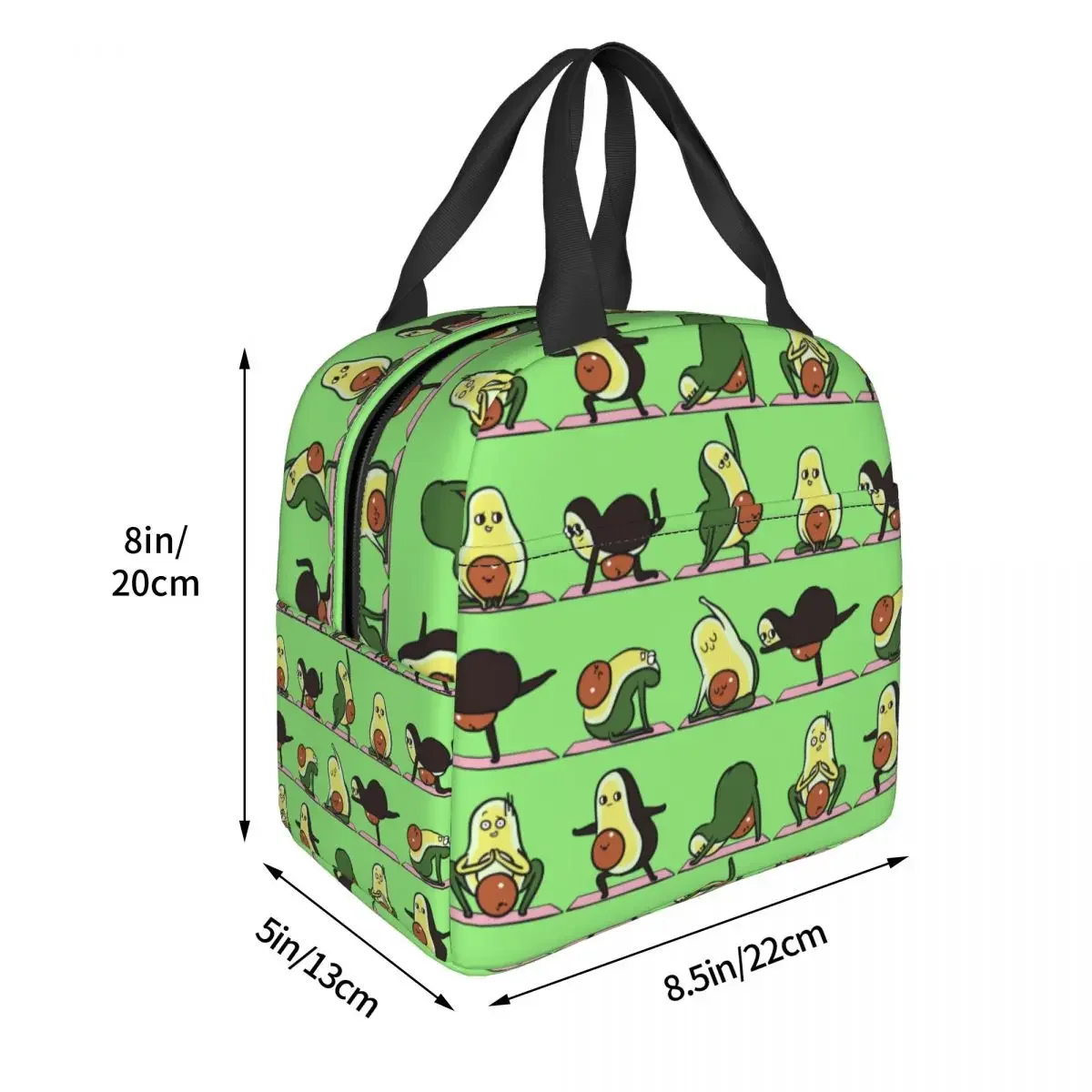 Funny Fruit Vegan Avocado Yoga Lunch Bag for Women Resuable Insulated Thermal Cooler Food Lunch Box School Work Picnic Bags