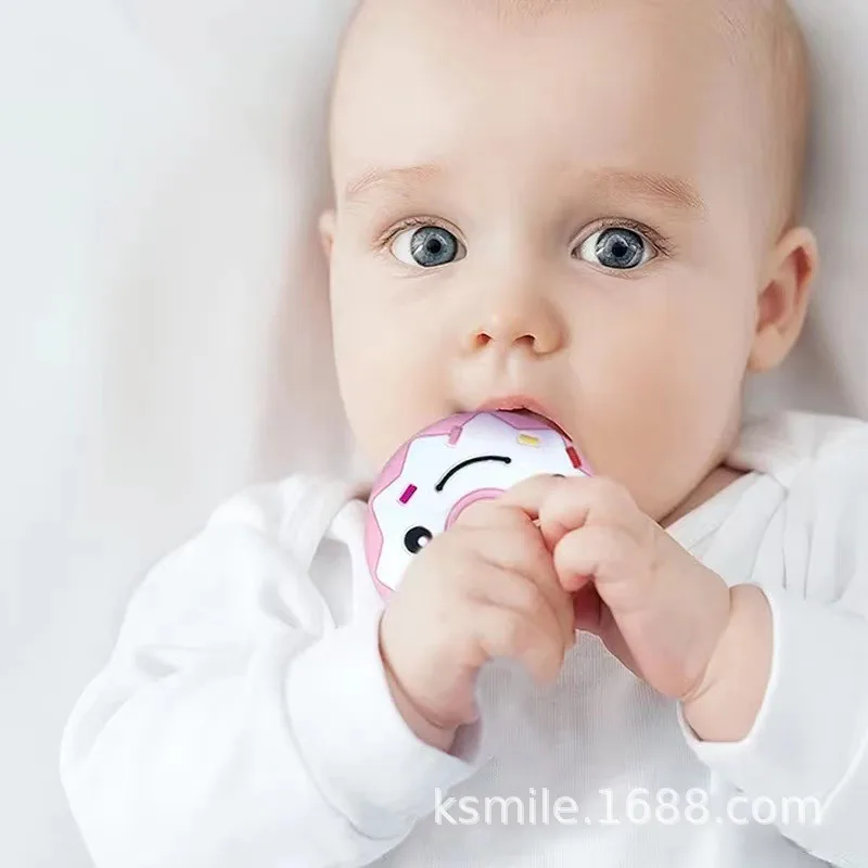 Silicone Donut Teether for Babies Soothing Chew Toy Natural Gum Relief Baby Teethers