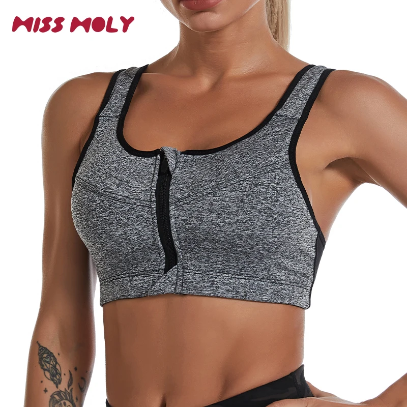 Plus Size Top Women Front Zipper Sports Bras Underwear Gym Fitness Push Up Athletic Running Yoga Sport Bra Top 3XL 4XL 5XL