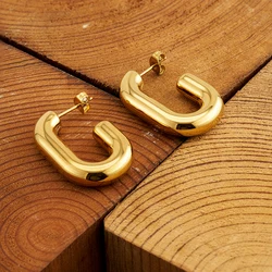 Enfashion Aretes Half Paper Clip Hollow Tube Stud Earrings Gold Color Stainless Steel Earings For Women Fashion Jewelry E241564