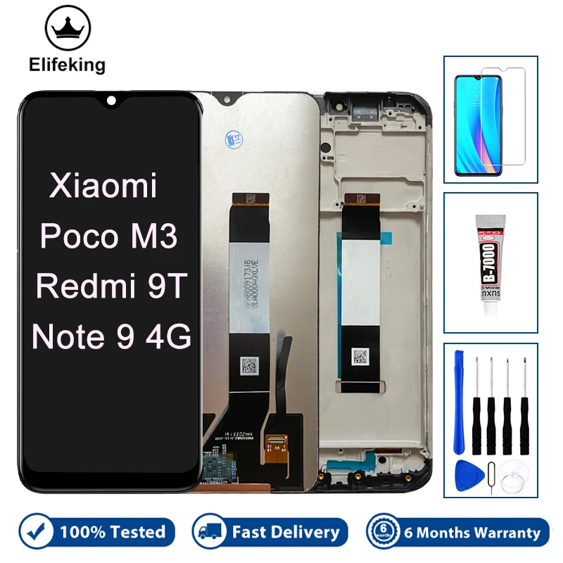 

ЖК-дисплей для Xiaomi Poco M3 M2010J19CG Redmi 9T M2010J19SG Note 9 4G, дигитайзер сенсорного экрана в сборе, детали