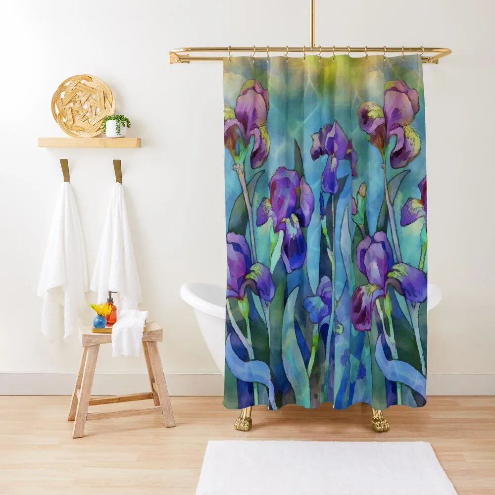 

Irises watercolor Shower Curtain In The Bathroom Accessories For Shower And Services Cover Curtain
