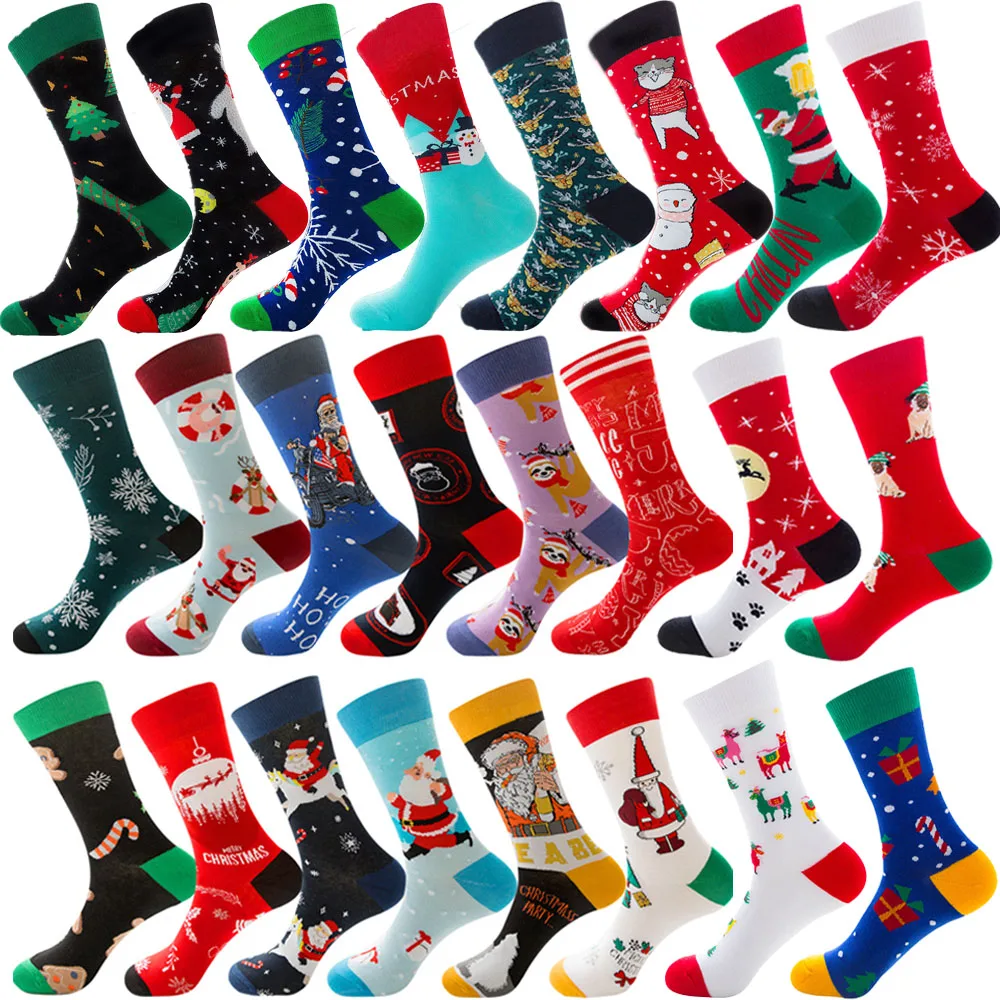 Men Women Socks Lover Christmas Halloween Celebrate Santa Elk Gift Party Biscuits Snow Happy Funny Tide Cotton Socks EU38-46