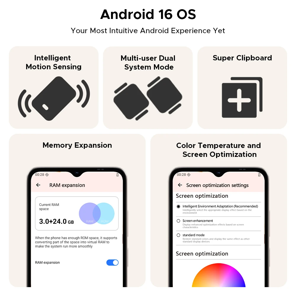 DOOGEE Note56 X 5G mobiele telefoon 8,45 mm slank lichaam 6,56 "90 Hz scherm Android 16 6150 mAh batterij Al scèneherkenning smartphone