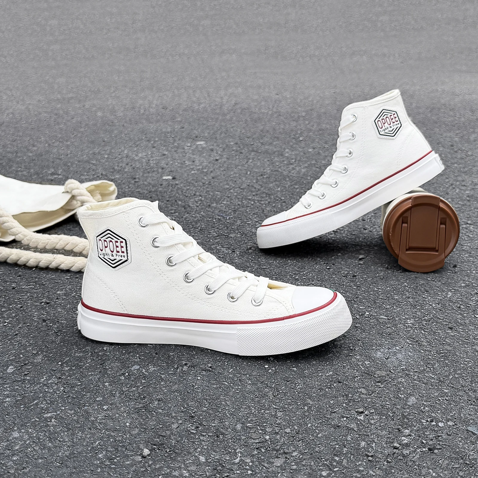 WZ010 OPOEE Komfortable Modische Jugend-Canvas-Schuhe High-Top Schnürschuhe Koreanische Version Trendige Board-Schuhe Atmungsaktive Kinderschuhe – Detail 9