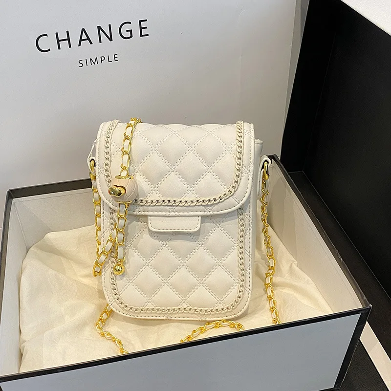

2025 French Style Quilted Chain Bag - Mini Crossbody Phone Purse for Women, Elegant & Trendy
