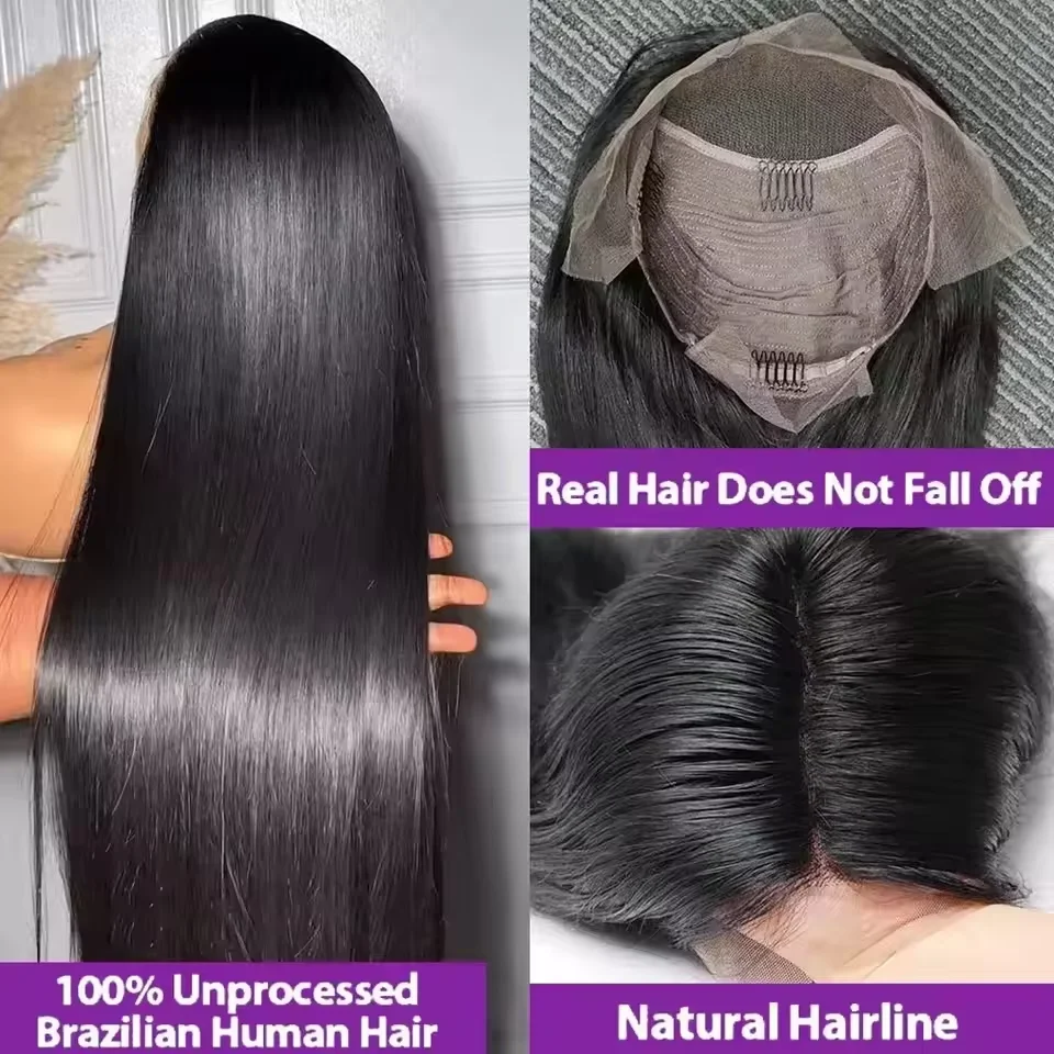 IRoshion 30 38 дюймов Натуральные 200 Плотность Парики Прямые человеческие волосы 13X6 HD Парики из натуральных волос на кружеве 13X4 Парик на фронтальной части шнурка