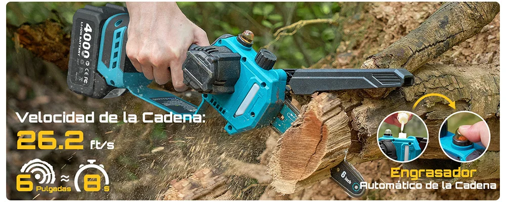 Seesii 6-in-1 Kettensäge mit Teleskopstange, elektrischer Heckenschneider, Strauchschere, Gartenwerkzeug für Makita 18V Akku – Detail 7