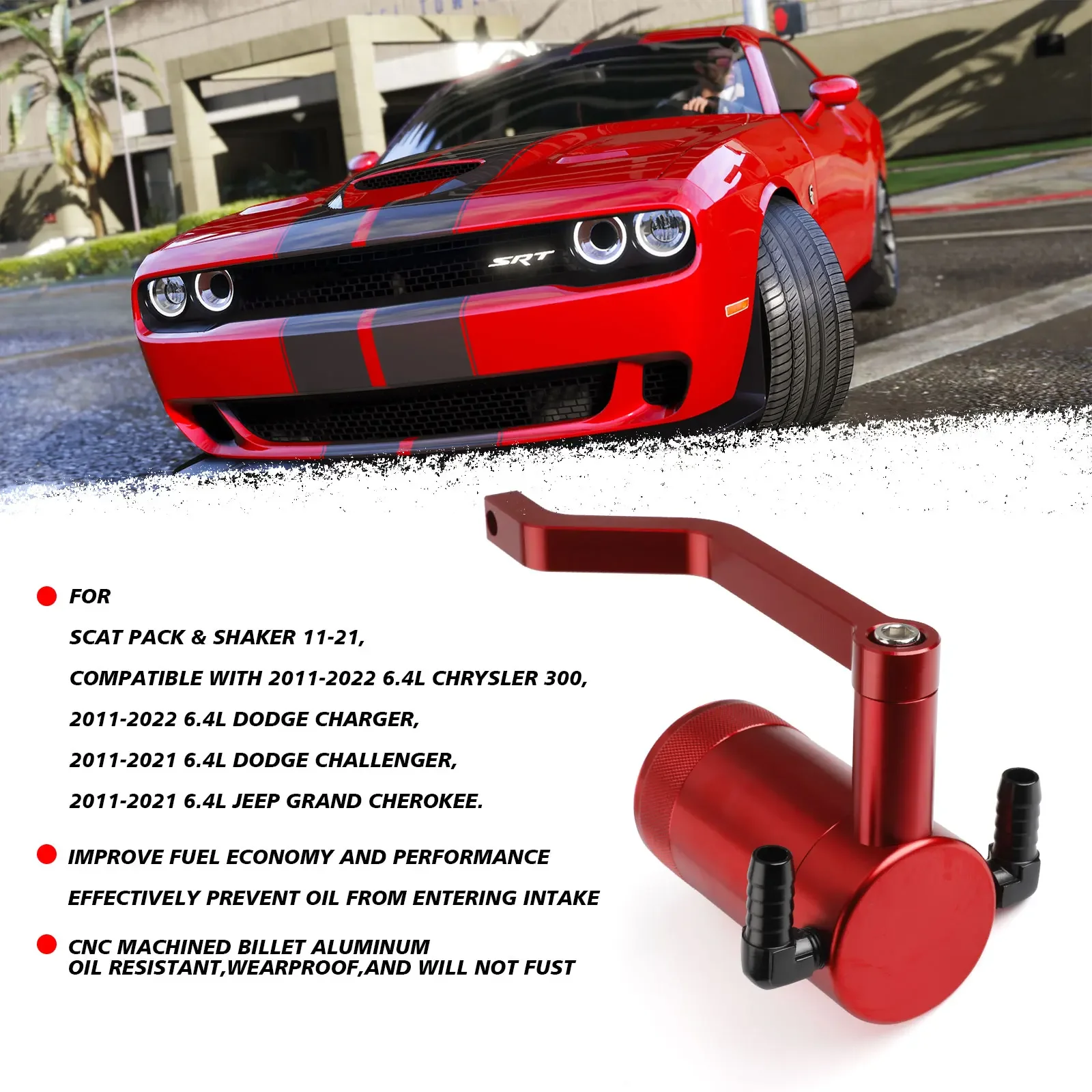 6.4L Oil Can Catch Can Z-Bracket Billet Catch Can for Chrysler Dodge Charger Challenger Jeep Oil Separator Tank