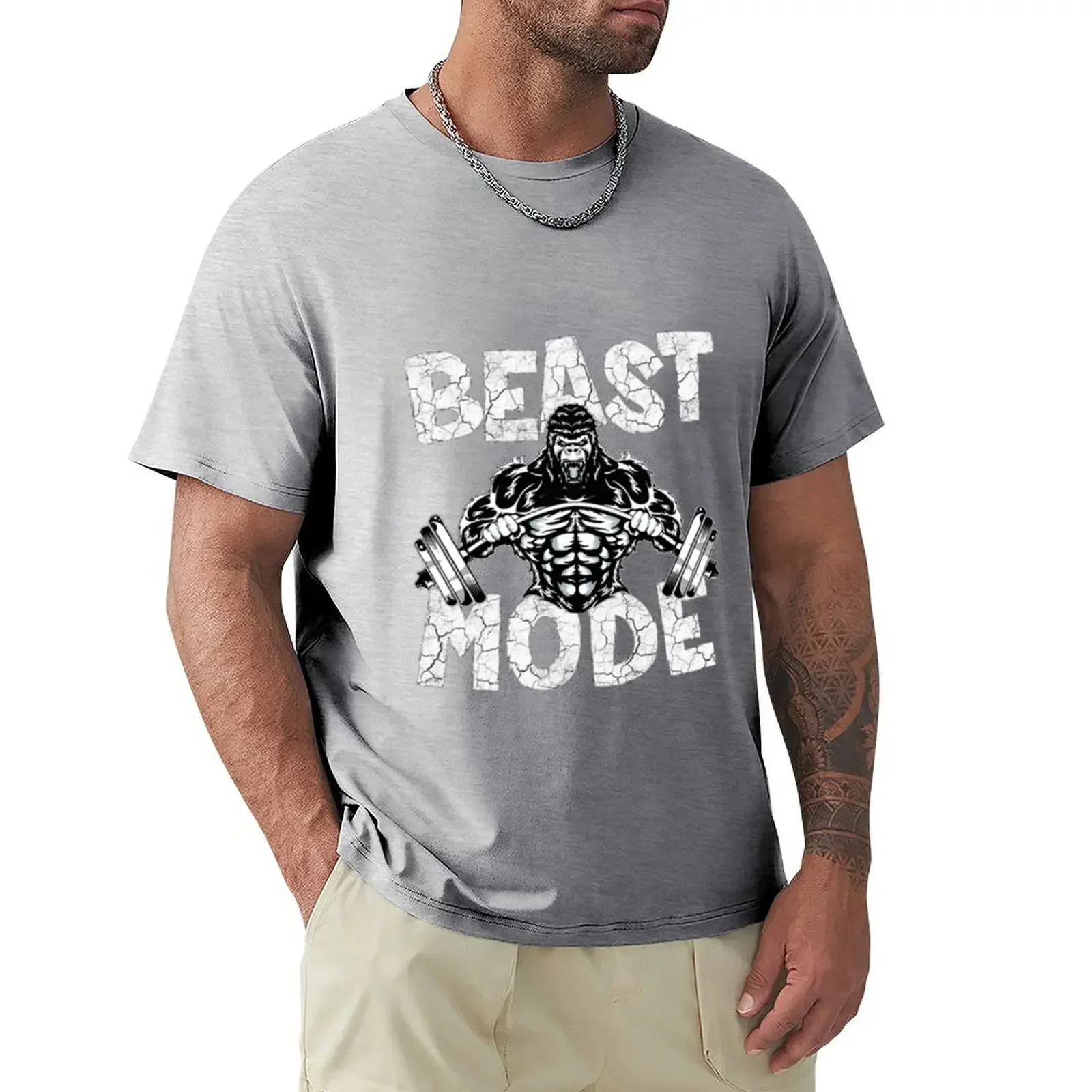 Aesthetic clothing tshirts for men  Mode Gym Workouts clothes| Gorilla Bending Barbell By Gymbodybuilders T-Shirt image 5