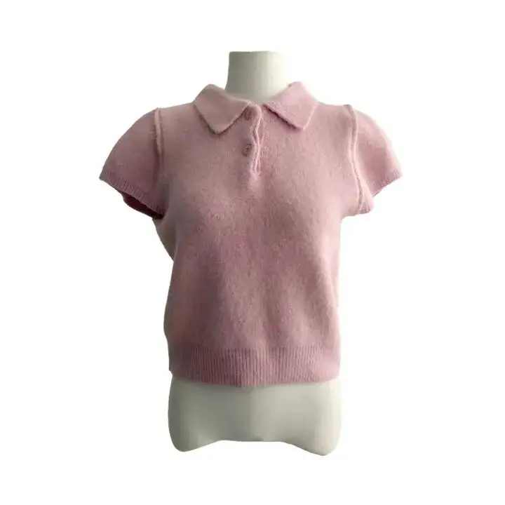 Maglione a maniche corte lavorato a maglia 3 colori da donna rosa morbido top coreano chic stile manica corta pullover lavorato a maglia femme primavera 2026 (K9088